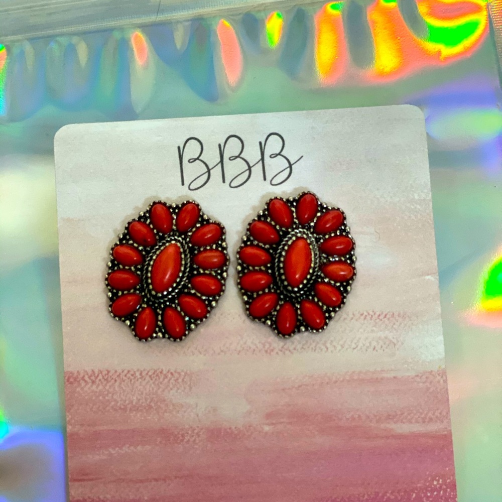 red stud earrings